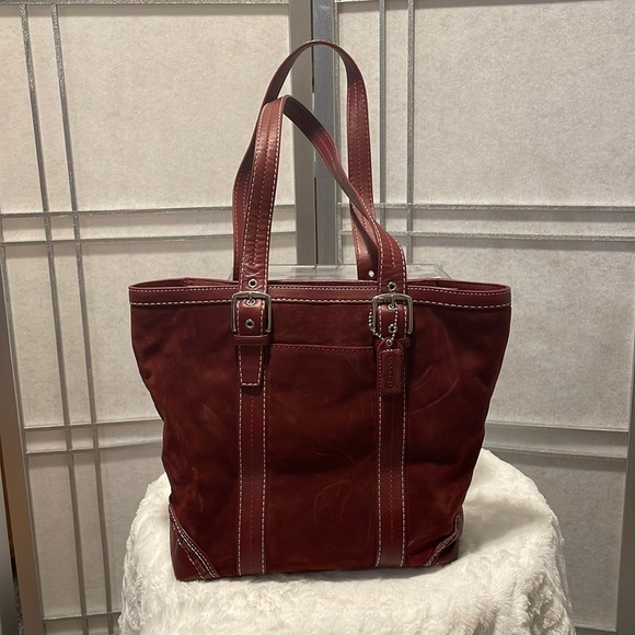 Coach Handbags - Nwot Red suede Coach purse